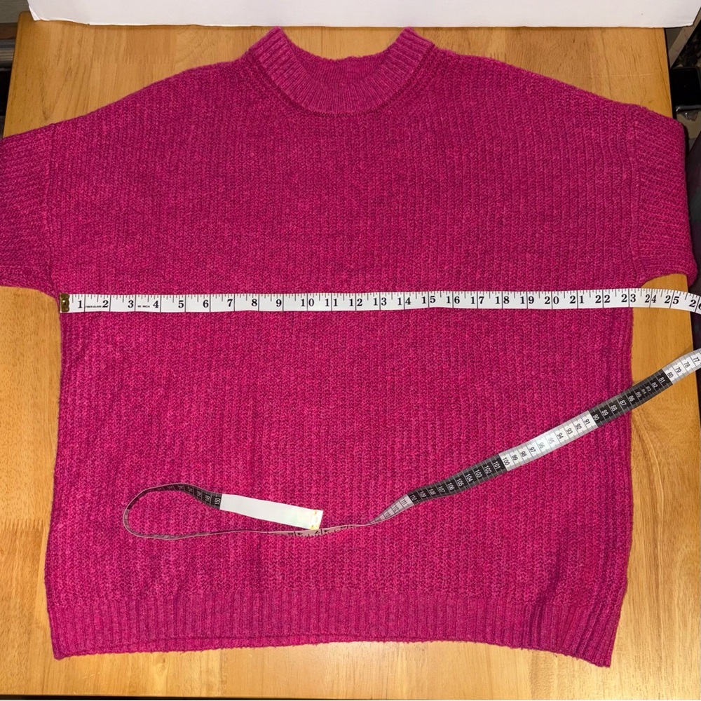 American Eagle | Vibrant Pink Knit Sweater Mock Turtleneck Women’s Size Medium - Picture 8 of 8